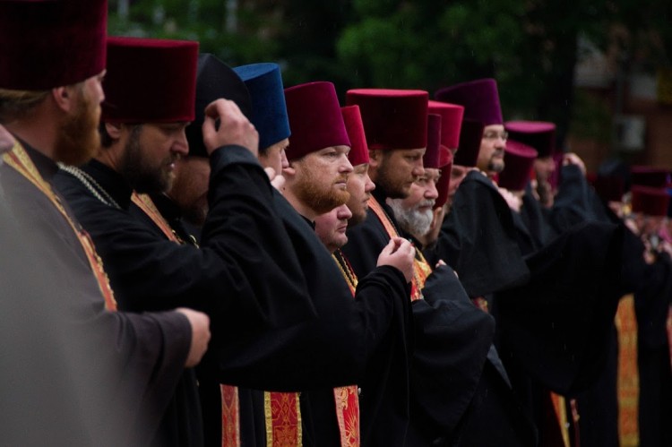 В Полтаве на митинг вышли священники Московского патриархата (фото)