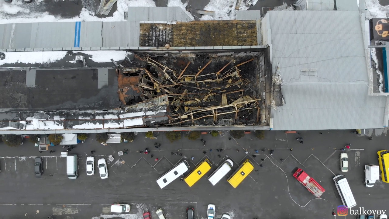 Сгоревшие магазины в Полтаве показали с высоты птичьего полета (фото)