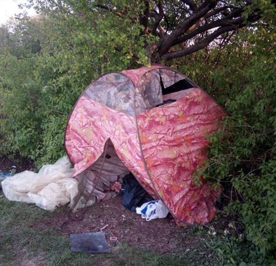 Двухлетний ребенок жил с матерью в палатке (фото)