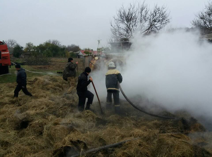 На Полтавщине сгорело семь тонн сена (фото)