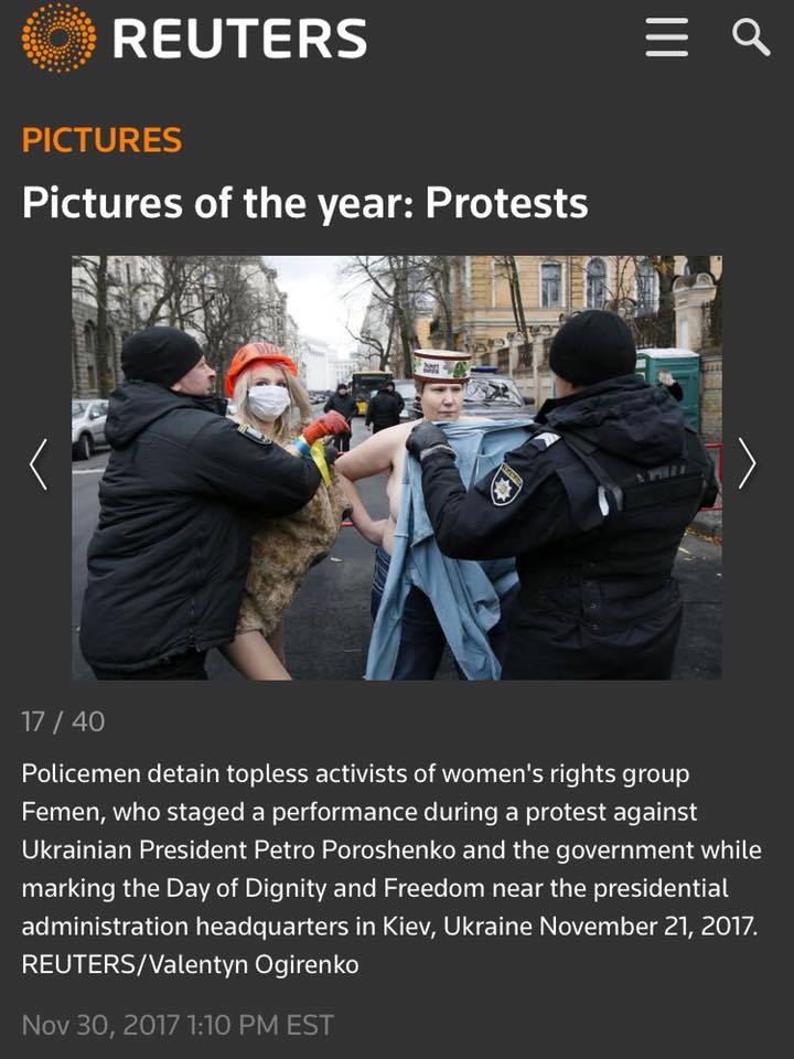 Голый протест кременчужанки попал в топ-фото Reuters (фото)