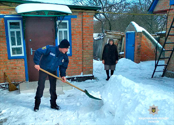 Полицейские расчищают дворы и рубят дрова пенсионерам (фото)