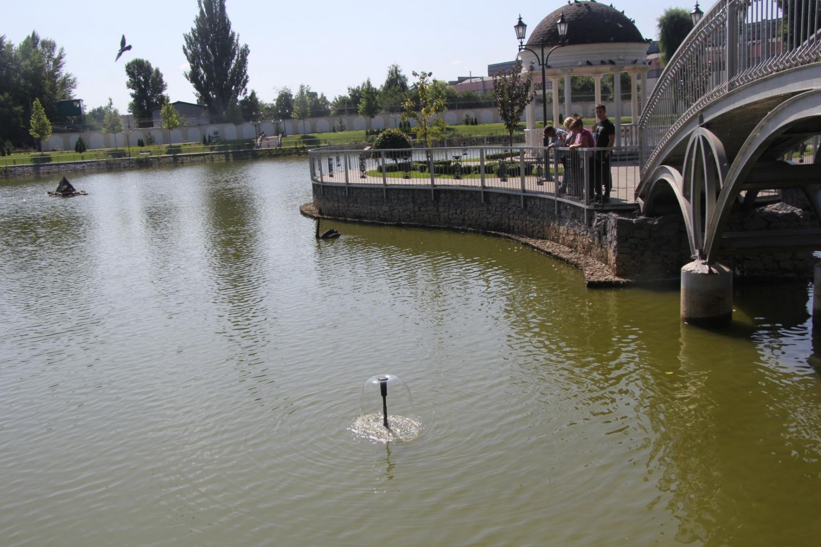 На озере Городского сада Кременчуга появились фонтанчики с подсветкой