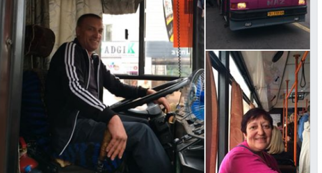Водитель кременчугского автобуса приветствует пассажиров как на борту "Боинга"