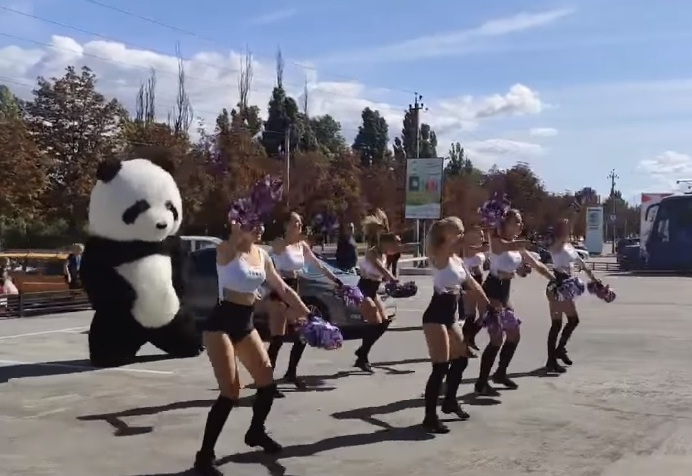 Танцы гигантской панды и белого медведя в Кременчуге "взорвали" сеть (видео)