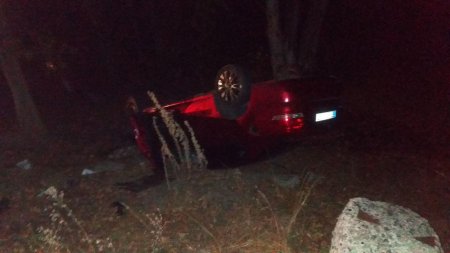 В Кременчуге автомобиль слетел с дороги и перевернулся (фото)