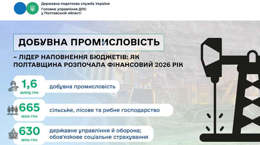 Добывающая промышленность – лидер наполнения бюджетов: как Полтавщина начала финансовый 2026 год
